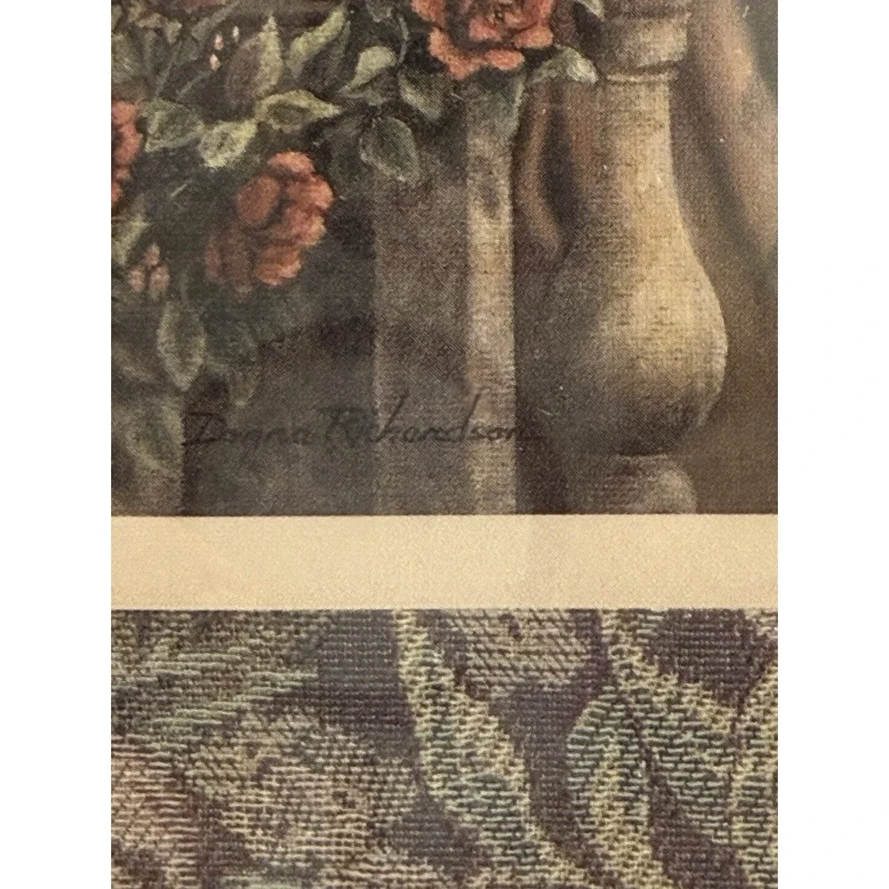 Vtg Home Interiors Angel Unaware Framed Print Donna Richardson Floral Matting